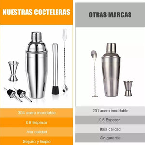 Coctelera Shaker Juego De Barra De Acero Inoxidable 6 Piezas