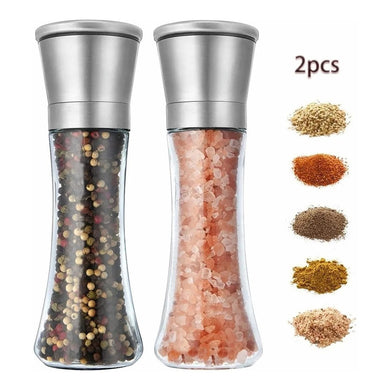 Pimientero Molino Sal De Grano Pimienta Especias Cristal 2pz