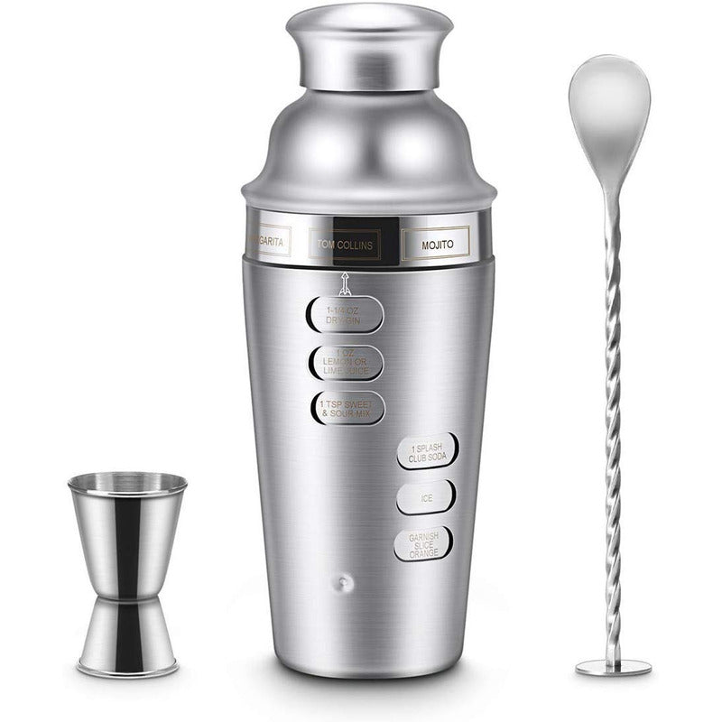 Kit Agitador, Shaker, Shot De Coctelería Con Recetario