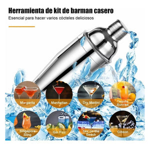 Coctelera Shaker Juego De Barra De Acero Inoxidable 6 Piezas